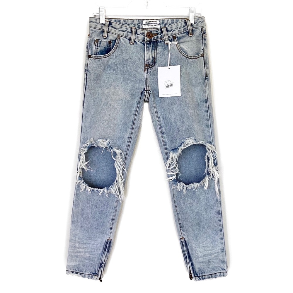 ONE TEASPOON Destroyed Blue Malt Freebirds Jeans
